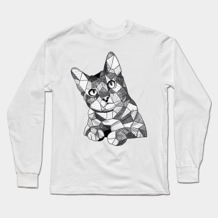 Geometric Sketchy Cat Long Sleeve T-Shirt